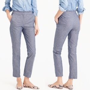J. Crew Cropped Chambray Ruffle Work Pant